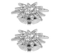 Abaodam Cache-boutons Métalliques Étoile à Strass, Lot de 2 Pièces Blanches K, Accessoires Bijoux pour Vêtements Féminins, Couvre-boutons à Clipser pour Chemises et Vestes, Ornement
