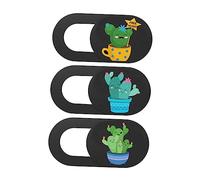 Abaodam Cache-Webcam Coulissant en Abs Vert Forme Cactus Dessin Animé 3 Pièces pour Protection Vie Privée la Maison L'école