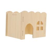 Abaodam Cachette en bois non peinte et respirante pour petits animaux de compagnie, retraite confortable et sûre pour hamster, gerbille et autres petits animaux, design peu encombrant, construction en