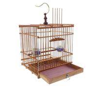 Abaodam Cage à Oiseaux Bambou Rectangulaire avec Plateau Amovible Et Crochet De Suspension pour Perruches Et Petits Oiseaux Habitat Décoratif Vintage