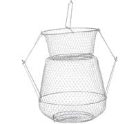 Abaodam Cage Filet de Pliable Acier Inoxydable Résistant à Usure avec Fond Plat et Poignée pour Poissons et Crabes Filet Portable Pratique pour Extérieur