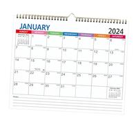 Abaodam Calendrier Mural Mensuel 2024-2025 Anglais, Calendrier Ménager Compact et Robuste, Planificateur Quotidien à Suspendre pour Bureau et Maison, Espace Notes pour Organisation