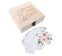 Abaodam Cartes de Prédiction Conseils avec Boîte en Bois 50 pour Shower Jeu de Devinettes Facile à Utiliser Décoration Élégante et Moderne pour Nouveaux Parents