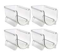 Abaodam Casier Bouteilles Vin en Pet Blanc 4 Pièces, Rangement Compact Résistant aux Chutes et Basculements pour Armoires et Bureaux, Design Épuré et Minimaliste