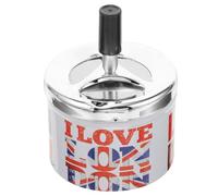 Abaodam Cendrier de Bureau en Métal Inoxydable Couvercle Rotatif à Extinction Automatique, Plateau Fumeur Compact, Souvenir Royaume-uni, Maison et Bureau, Coupe-Vent et Portable