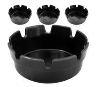 Abaodam Cendrier Plastique Noir 4pcs avec 8 Fentes Rondes pour Mégots de Cigarette, Usage Intérieur Extérieur, Design Simple et Fonctionnel pour Maison et Restaurant