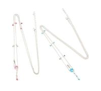 Abaodam Chaîne De Piercing Au Nombril Zircone Pendante En Acier Inoxydable, Bijoux De Corps Multifonctionnels Pour Femmes, Chaîne De Taille Décorative Bleu Lac Et Rose, Accessoire D'été Élégant
