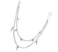 Abaodam Chaîne de Taille en Métal Punk Double Couche Croix, Accessoire Décoratif pour Pantalon Hip-hop, Chaîne Élégante pour Jeans et Jupes, Style Gothique Féminin