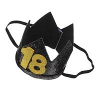 Abaodam Chapeau Couronne d'anniversaire Noir et Or 18 Ans, Accessoire de Fête Unique, Confortable et Épais, Décoration Anniversaire Fille, Chapeau de Fête Élégant et Festif