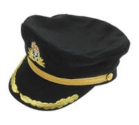 Abaodam Chapeau de Capitaine en Coton 100% Brodé Noir, Taille Garçon et Filles 54 Cm, Accessoire de Déguisement pour Fête, Cosplay Nautique et Navigation de Plaisance