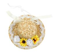 Abaodam Chapeau De Compagnie D'été Arc Casquette Chien Le Chapeaux pour Chiens Animal De Compagnie Ton Chiot Maman Chiens Paille Bonnet pour Chien Décoration Rose Dentelle Paille