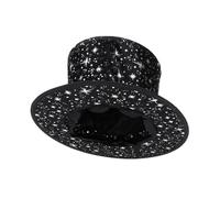 Abaodam Chapeau de Magicien Noir Étoilé pour Adultes et Garçon et Filles - Accessoire de Déguisement Magique Léger en Tissu - Décoration Créative pour Halloween, Fêtes et Spectacles
