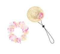 Abaodam Chapeau et Guirlande Hawaïenne pour Chien et Chat Respirant et Confortable Protection Solaire pour Photographie et Plage