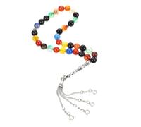 Abaodam Chapelet Agate Naturelle Perles Style Arabe Pendentif Aléatoire pour Prière et Décoration Voiture Cadeau Religieux