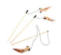 Abaodam Chat Poisson en Peluche Beige Corde en Bois, Lot de 3 Pièces Interactif pour Animaux de Compagnie, Stimule la Confiance Complicité