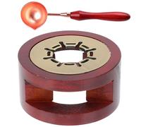 Abaodam Chauffe Cire en Bois avec Cuillère en Métal Rose Doré, Poêle à Cire à Cacheter Compact en Caoutchouc, Fondoir à Polyvalent pour Bricolage et Scellage D’enveloppes, Outil