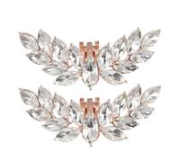 Abaodam Clip à Chaussures pour Femmes D'aile Dorée Strass en Cristal, Boucle Amovible pour Décoration de Talons Hauts et Chaussures de Mariage, Accessoire Léger en Métal et Tissu,