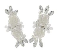 Abaodam Clips de Chaussures de Mariée Blancs Fleurs en Perles Faits Main, Faciles à Attacher et Réutilisables pour Talons Hauts, Accessoires Décoratifs pour Mariage et Soirée
