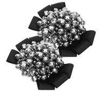 Abaodam Clips de Chaussures Nœud Cristal Amovibles Accessoires pour Chaussures de Mariage Élégants et Multifonctionnels Noir Argent Une Paire