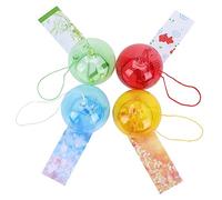 Abaodam Cloches Éoliennes de Balcon 4pcs Carillon Éolien en Verre et Papier Décoration Japonaise pour Terrasse Extérieure
