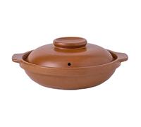 Abaodam Cocotte en Argile Marron 1l pour Cuisson Traditionnelle avec Couvercle, Solide et Design Classique, pour Repas en Famille ou Soirées Conviviales