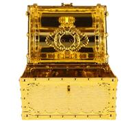 Abaodam Coffre au Trésor Pirate pour Garçon et Filles Grand Format Doré avec Strass Boîte à Trésors en Plastique Rangement Créatif pour Pierres Précieuses et Pièces de Jeu de Rôle et