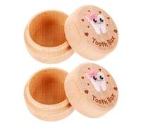 Abaodam Coffret en Bois pour Dents de Lait Bébé 2pcs, Boîte de Rangement Portable Multifonctionnelle, Design Moderne et Simple, pour Conserver les Souvenirs D'enfance