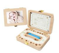 Abaodam Coffret Souvenir pour Dents de Bébé Boîte à Cadre en Bois pour Le Rangement Des Cheveux Et Des Dents Section Notes Spéciales