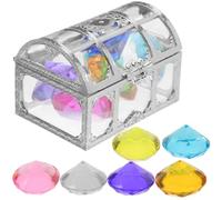 Abaodam Coffret Trésor Pirate Été 6 Pierres Précieuses Acryliques 4 Cm, de Piscine Coloré pour Garçon et Filles, Boîte Stable et Légère 138,5 G, Jeu D’Aventure Plongée Couleur