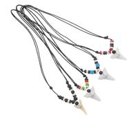 Abaodam Collier 4 Pièces Dents de Requin pour Homme Pendentifs en Acrylique et Bois Solide Style Surfeur Ajustable Bijoux Plage Outdoor Souvenir Voyage Aventure Breloques Artisanales