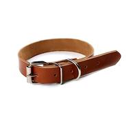 Abaodam Collier Chien Cuir de Vache Luxe Ajustable pour Petits et Moyens Chiens Confortable Marron
