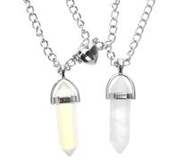 Abaodam Collier Couple Amoureux Hexagonal Cristal Naturel Magnétique Pendentif Léger et Confortable pour Femmes Accessoire Assorti Symbolisant Lien Intime