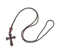 Abaodam Collier Croix en Bois Sculptée la Main Noir, Pendentif Crucifix en Bois Poli, Bijoux Spirituels pour Femmes et Hommes, Symbole de Foi Chrétienne, Ornement D’église et Accessoire