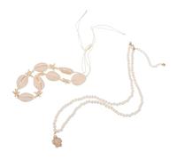 Abaodam Collier de Clavicule Bohème Coquillages et Perles Pvc, Pendentif Tortue Océan, Femme Plage et Vacances, Double Couche, Style Estival, Taille Moyenne