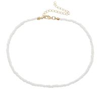 Abaodam Collier de Perles de Riz Blanc, Bijou Collier D'été Élégant Femme