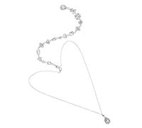 Abaodam Collier Dos Mariage Cristal Élégant avec Pendentif Long pour Mariée Chaîne Dos Arrière Argentée pour Cérémonie et Fête