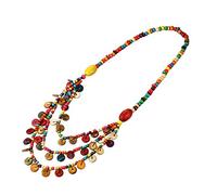 Abaodam Collier Femme Bohème Multicouche Perles Bois Colorées Pendentif Noix De Élégant Pour Plage Fête Quotidienne 18.11In