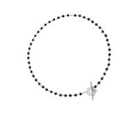 Abaodam Collier Femme Ras Du Cou Perles de Cristal Noires avec Fleur Chaîne Boucle Simple Courte Élégante pour Bijoux de Cou Accessoire Mode Chic pour Mariage et Soirée