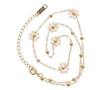 Abaodam Collier Femme Tour de Cou Acier Titane Léger Perles Décor Fleurs Charme Élégant Polyvalent