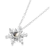 Abaodam Collier Flocon de Neige Argenté Pendentif « je T'aime en 100 Langues » Projection, Collier D'amour pour Femme, Présent Saint-valentin et Mariage, Bijou Élégant pour Petite Amie