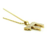 Abaodam Collier Hip-hop en Alliage Pendentif Symbole Hébreu Incrusté de Diamants, Chaîne Aléatoire, pour Hommes et Femmes, Bijou Mode pour Présent et Usage Quotidien