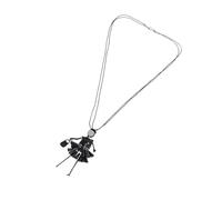Abaodam Collier Long pour Femme Pendentif Fille en Cristal Multicolore Chaîne en Alliage Léger et Solide Accessoire Mode Amusant pour Fêtes Voyages et Festivals