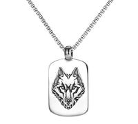 Abaodam Collier Loup Vintage pour Homme Pendentif Tête de Loup en Acier Titane, Chaîne Carrée 3x55 Cm, Style Punk Viking, Bijou Masculin pour Fêtes et Occasions