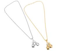 Abaodam Collier Pendentif Boxe Homme Femme, Style Punk, Métal Argenté et Doré, Lot de 2 Set de Pièces, Ras du Cou, Bijou Sportif Mode pour Présent et Usage Quotidien