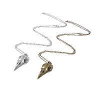 Abaodam Collier Pendentif Crâne Corbeau 2pcs en Alliage Argenté pour Halloween, Style Punk Unique Effet Lumière, pour Soirée Dîner