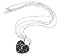 Abaodam Collier Pendentif Cœur Puzzle Noir 2 Pièces pour Petites Sœurs Bijoux de Fin D'études Présent Saint-valentin Anniversaire Fête