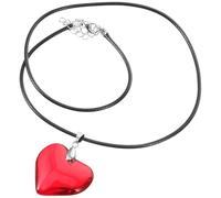 Abaodam Collier Pendentif de Cœur Rouge Cordon en Cuir de Vachette Bijou Minimaliste pour Femmes Accessoire Mode Élégant Présent pour Occasions Spéciales