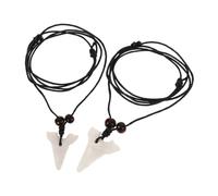 Abaodam Collier Pendentif Dent de Requin en Résine Blanc 2 Pièces, Collier Cool Unisexe pour Femme et Homme, Accessoire pour Soirée et Quotidien, Design Réaliste Medium