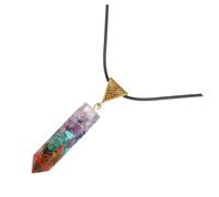 Abaodam Collier Pendentif en Pierre Hexagonale Naturelle Pointue en Cuir Noir, Bijou Femme Léger pour Fête et Usage Quotidien, Design Géométrique Original et Élégant