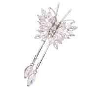 Abaodam Collier Pendentif en Zircon Cristal Chaîne Longue Réglable en Argenté Blanc Collier Pull Élégant pour Femmes Bijou Léger Tenue Automne-Hiver